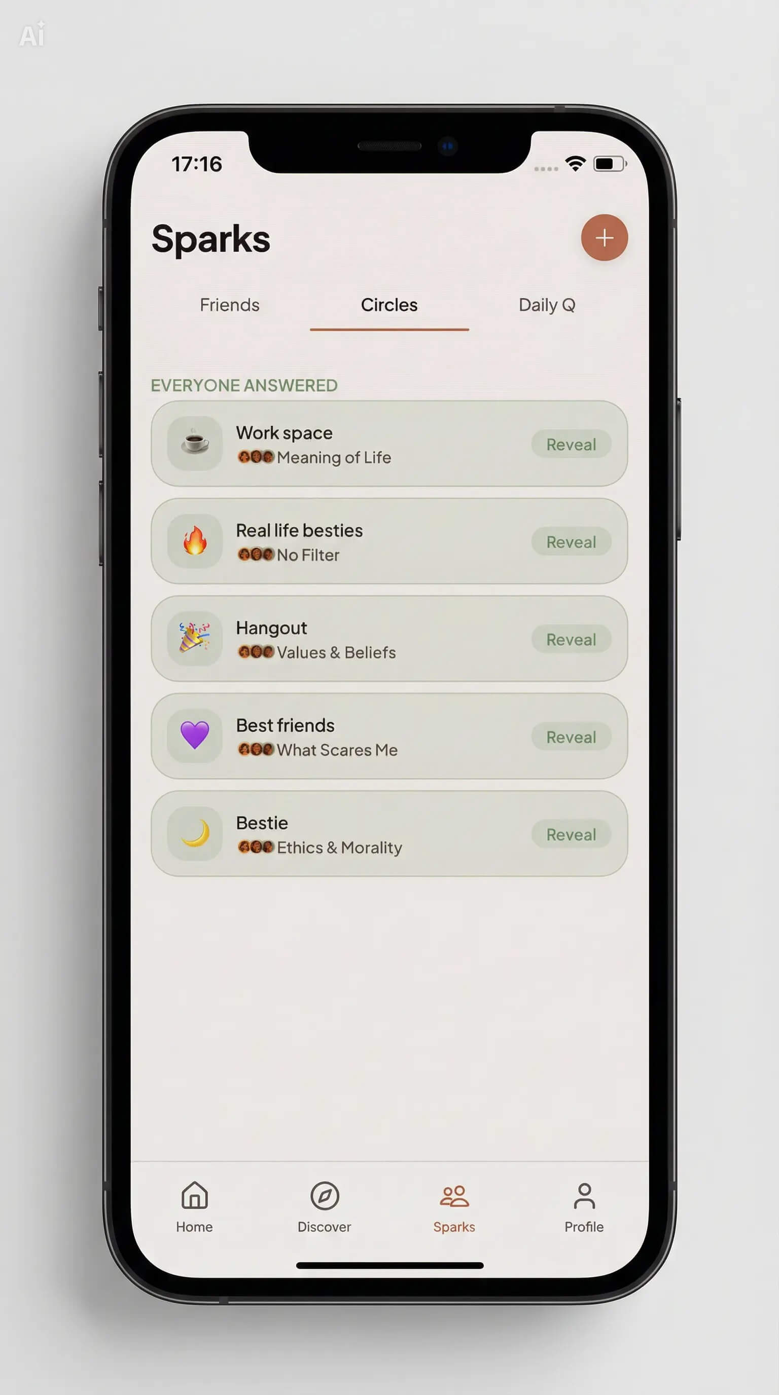 Ohh Circles group reveal screen